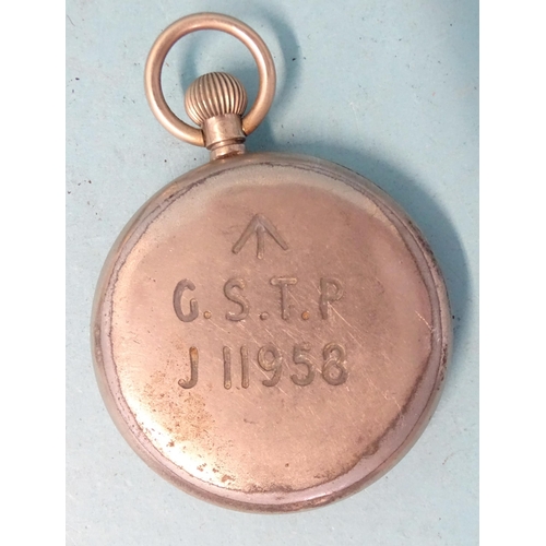 299 - A GSTP military open-face metal-cased pocket watch 