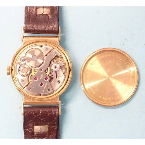 300 - Accurist, a 1940's 9ct-gold-cased 15-jewel wrist watch, the silvered dial with Arabic numerals and s... 