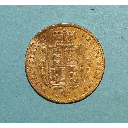 319 - A Victoria 1861 half-sovereign, with shield back, (a/f).