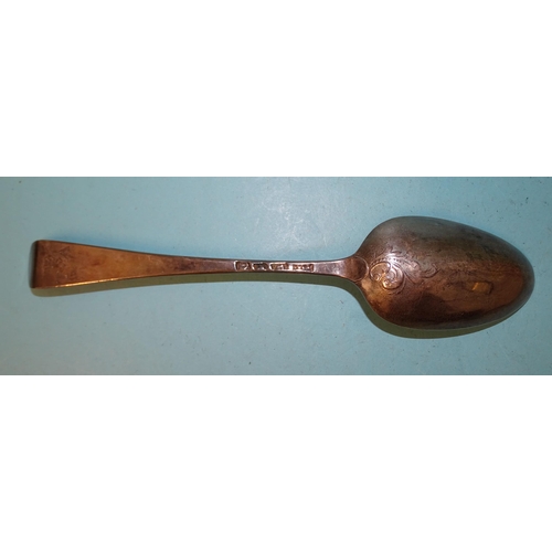 367 - A George III silver Hanoverian pattern tablespoon with scroll back, Thomas Wallis I, London 1774.... 