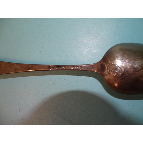 367 - A George III silver Hanoverian pattern tablespoon with scroll back, Thomas Wallis I, London 1774.... 