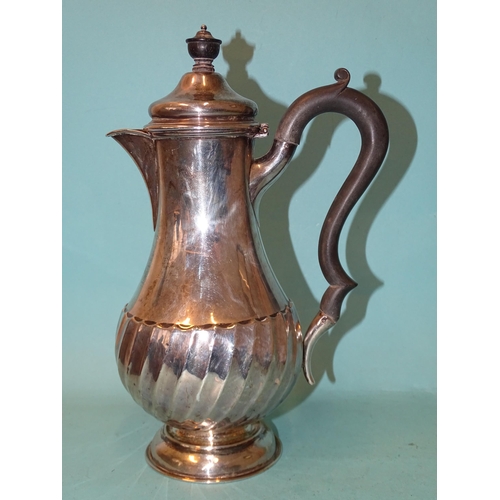 369 - A silver baluster coffee pot with half-wrythen decoration, 24.5cm high, Plante & Co. Ltd, Birmin... 