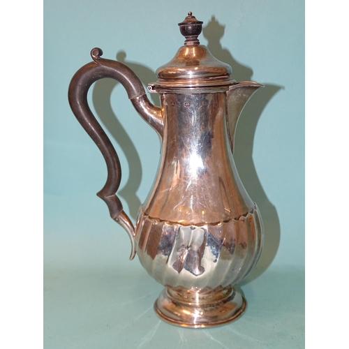 369 - A silver baluster coffee pot with half-wrythen decoration, 24.5cm high, Plante & Co. Ltd, Birmin... 