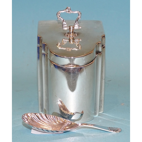 395 - An Edwardian silver tea caddy in the form of a Georgian knife box, 8.5cm high, 6cm wide, 6cm deep, L... 