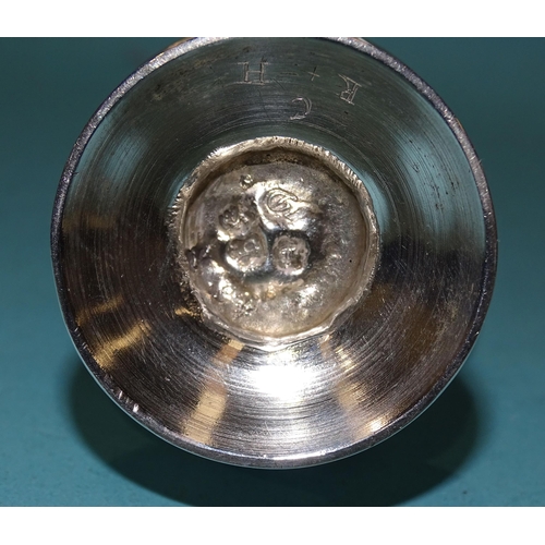 398 - A George III silver sugar caster, 14cm high, London 1791, maker's mark rubbed, ___3.6oz, 112g.... 