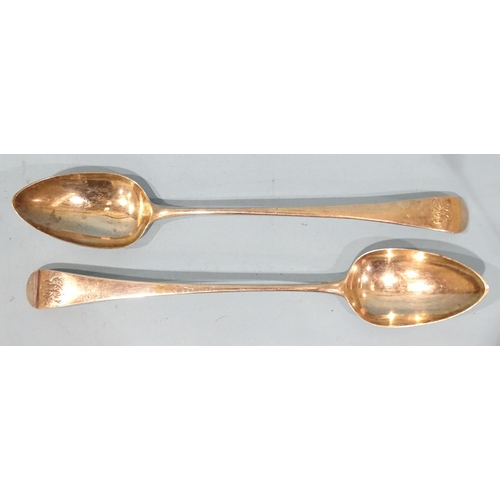 419 - A pair of Georgian silver Old English pattern serving spoons, Peter, Ann & William Bateman, Lond... 