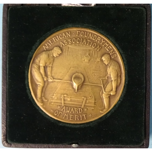 329 - The Joseph S Seaman Medal awarded by the American Foundrymen's Association to Thomas Turner 1962, in... 