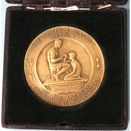 329 - The Joseph S Seaman Medal awarded by the American Foundrymen's Association to Thomas Turner 1962, in... 