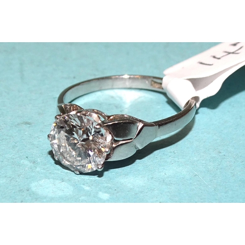 147 - A solitaire diamond ring claw-set a brilliant-cut diamond of approximately 1.63cts, in platinum moun... 