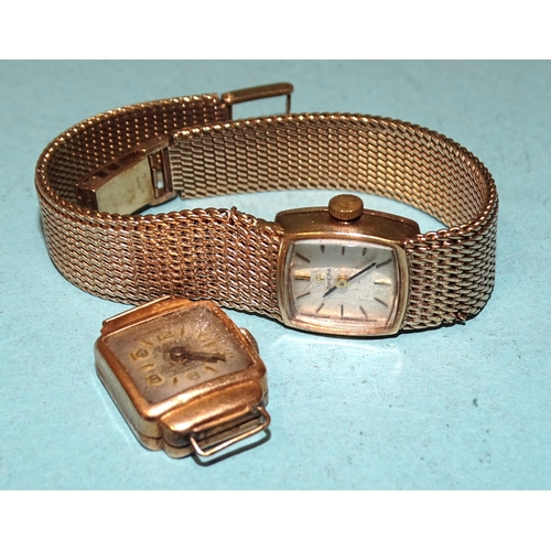 302 - Omega, a lady's 9ct-gold-cased wrist watch on integral 9ct gold Milanese bracelet, (movement seized,... 