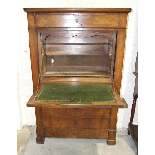 55 - A 19th century Continental walnut secrétaire à abattant fitted with drawer above drop-... 