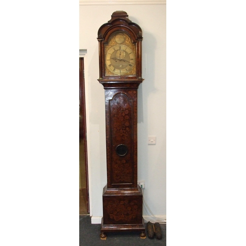 68 - William Skeggs, an 18th century walnut and marquetry long-case clock, the 30.5cm arched brass dial w... 