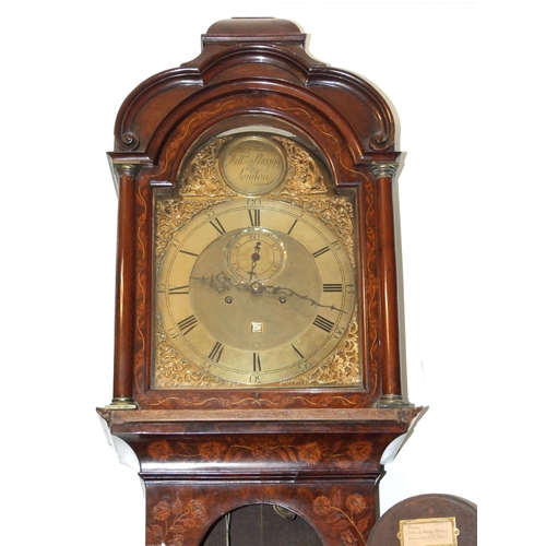 68 - William Skeggs, an 18th century walnut and marquetry long-case clock, the 30.5cm arched brass dial w... 