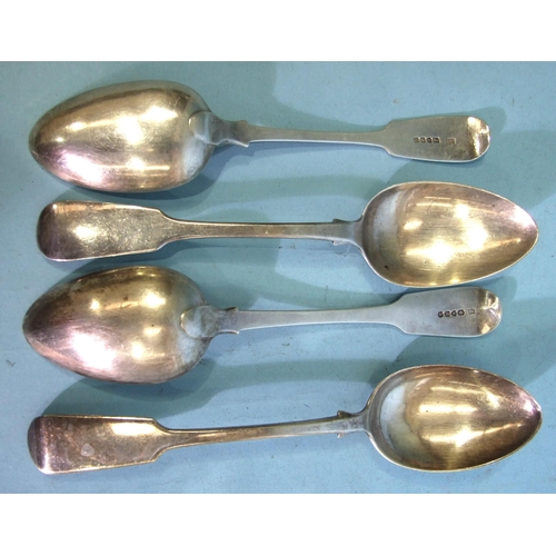 475 - A George IV silver tablespoon, London 1823, maker Hyam Hyams, a William IV tablespoon, London 1833, ... 