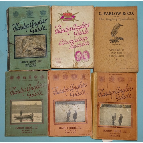 414 - Five Hardy's Anglers Guides: 1929, 1934 (x2), Coronation Issue and 1937, together with a C Farlow &a... 