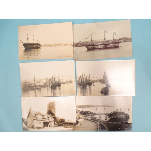 107 - Thirteen W R Gay RP postcards of Plymouth and area: Plymouth Pier, Barbican (x2), HMS Impregnable (x... 