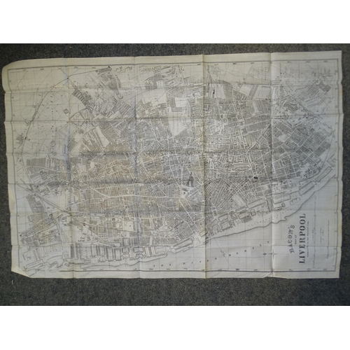 183 - Bacon's Map of Liverpool, pocket map printed of stiffened cloth, in slip case marked 