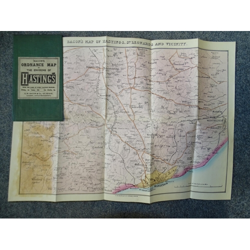 183 - Bacon's Map of Liverpool, pocket map printed of stiffened cloth, in slip case marked 