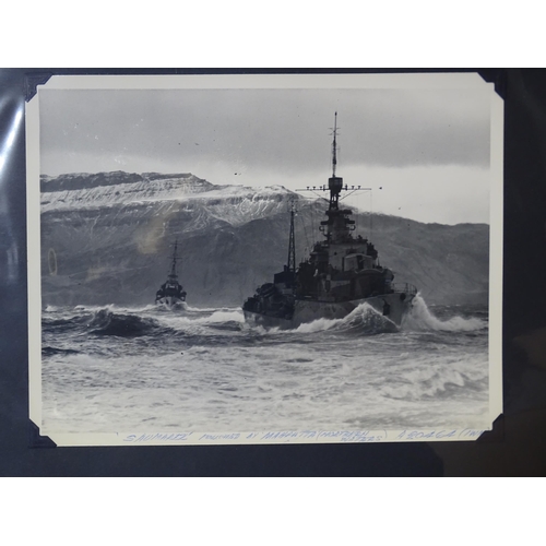 189 - An album of approximately 83 photographs, mainly of RN ships throughout the 20th century, and person... 