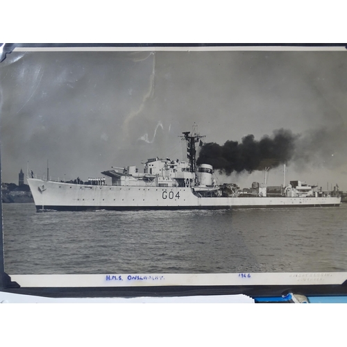 189 - An album of approximately 83 photographs, mainly of RN ships throughout the 20th century, and person... 