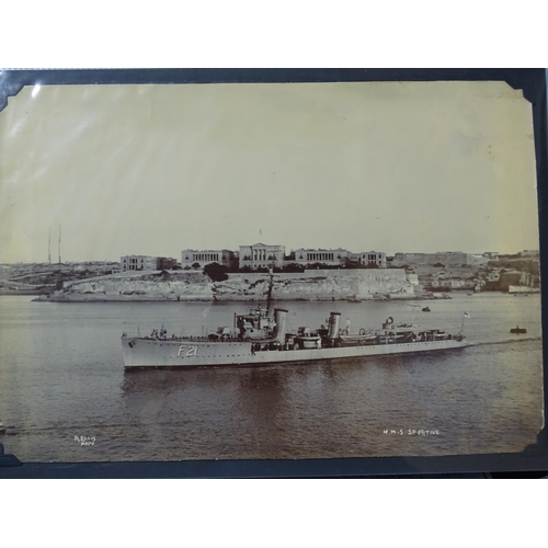 190 - An album of approximately 90 photographs of the Royal Navy and Fleet Air Arm, including one of King ... 