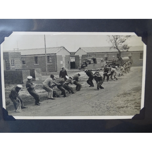 191 - An album of approximately 88 photographs of the Royal Navy, mainly snaps of servicemen.... 