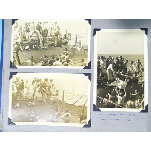 197 - A quantity of mainly WWII naval photographs of HMS Nelson, Scapa Flow, Gibraltar and Rosyth 1942, SS... 