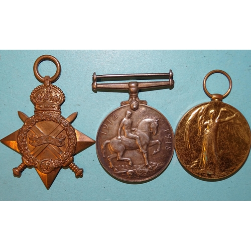 209 - A WWI trio awarded to 2. Lieut R. Jesson, N. Staffs Regt: 1914-15 Star, British War and Victory meda... 