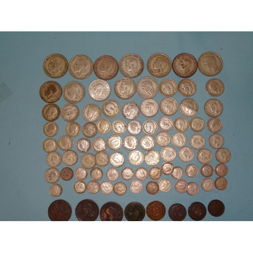 216 - A small collection of 1920-1946 silver British coinage, 343g, together with a 1794 