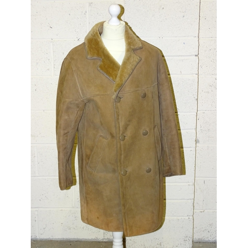 308 - A gent's vintage Browns of Chester suede ¾-length double-breasted coat c1960's, size 42-44'' ... 