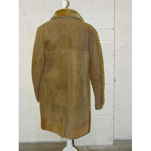 308 - A gent's vintage Browns of Chester suede ¾-length double-breasted coat c1960's, size 42-44'' ... 