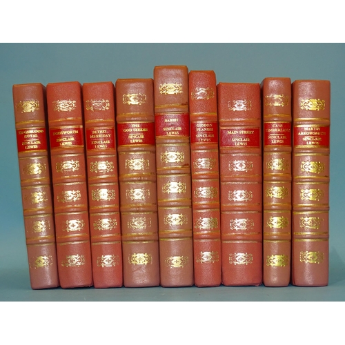 35 - Lewis (Sinclair), nine novels rebound in pink mor gt, with decorative bds, some 1st edns, 8vo, 1920'... 