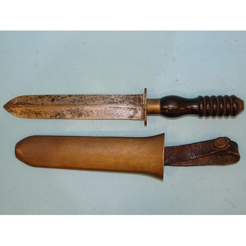 392 - A vintage Siebe Gorman-style diver's knife with double-edge blade, 20cm in length, with black ebonit... 