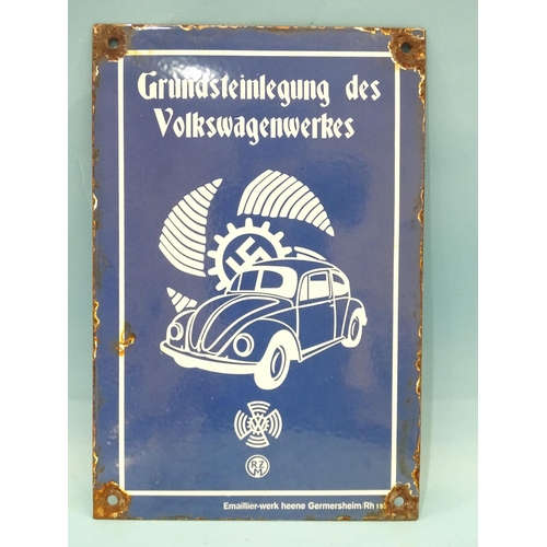 394 - A late-1930's German enamel motoring sign 