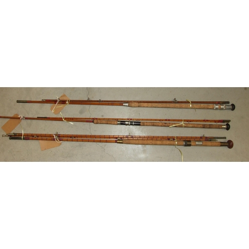 403 - A Hardy 12' 6'' three-piece split cane salmon rod with bronze and alloy fittings, No. E13279, a Medw... 