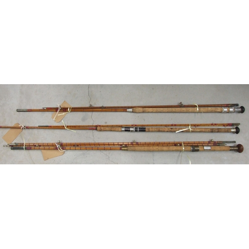 403 - A Hardy 12' 6'' three-piece split cane salmon rod with bronze and alloy fittings, No. E13279, a Medw... 