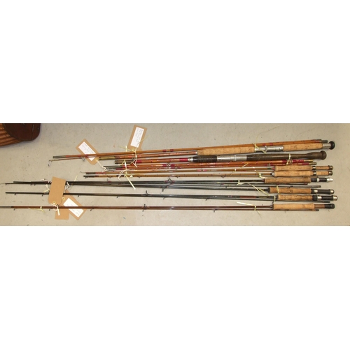 404 - A Japanese split cane five-piece trout fly rod and a larger Japanese split cane rod, in hand-made bo... 