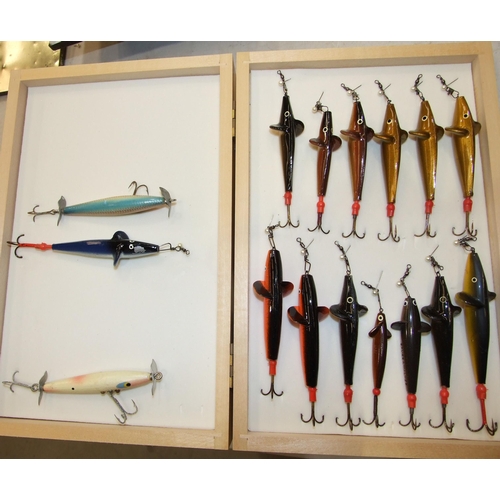 407 - A similar collection of approximately 60 lures, baits and minnows, in a modern box.