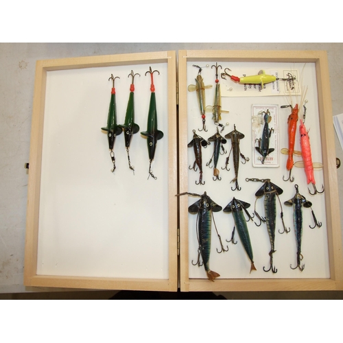 407 - A similar collection of approximately 60 lures, baits and minnows, in a modern box.