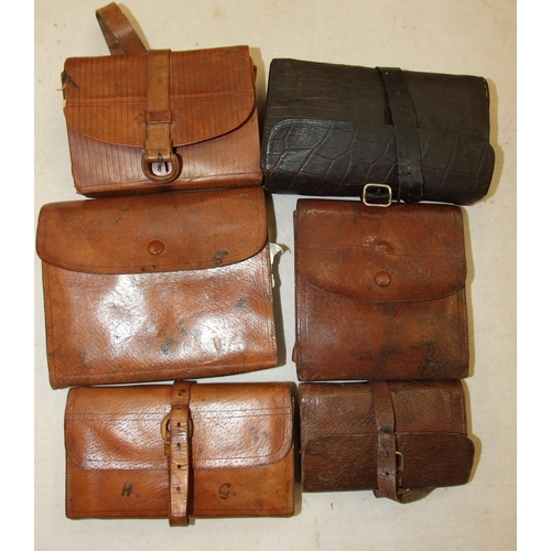 413 - Six leather fly wallets by W J Cummins, C Farlow & Co. Ltd, Army and Navy CSL and others.... 