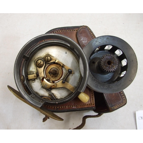 420 - A Hardy Bros The Silex No.2 casting reel with ¼ cut-out rim, ivorine handles and brake lever,... 