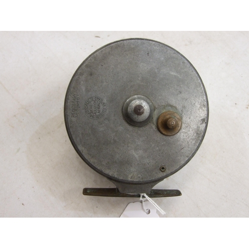 422 - An S Allcocks Ltd ariel-type alloy casting reel, 4'' diameter, registered design 689467, with circul... 