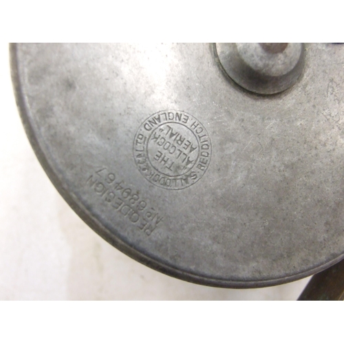 422 - An S Allcocks Ltd ariel-type alloy casting reel, 4'' diameter, registered design 689467, with circul... 