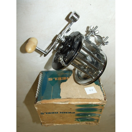 435 - A Penn Long Beach 67 multiplying reel, two Mitchell 624, Mitchell 600, Mitchell 602 reels, (all in u... 