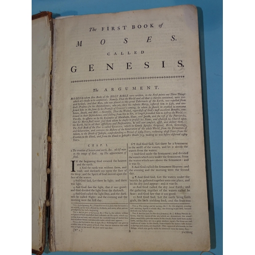 5 - An 18th century Boden & Adams bible in poor condition, plts, cf fo, nd, (no frontis or tp).... 