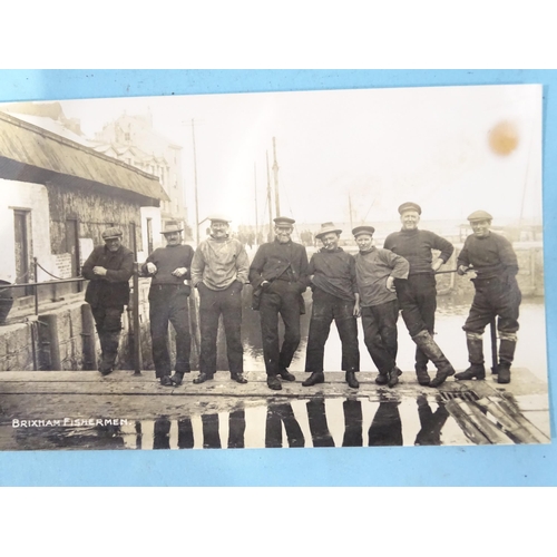 58 - Three W R Gay RP postcards of Boys Brigade 1910, one of Boy Scouts 1919, another of Brixham fisherme... 