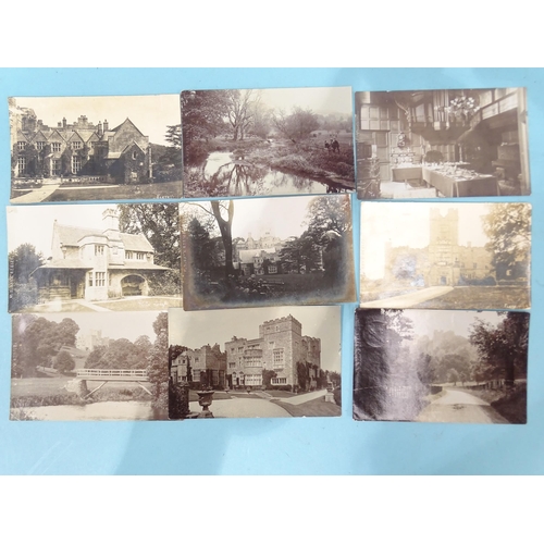 85 - Sixteen W R Gay RP postcards of Flete House, lodge, façade, interior, drive and gardens.... 