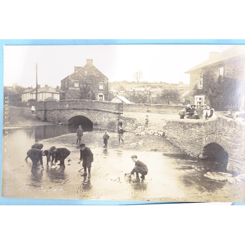 87 - Fifteen W R Gay RP postcards of Harberton and Harbertonford, including boys playing in the river, th... 