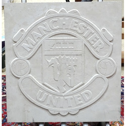 330 - A Portland stone plaque carved with the Manchester United Football Club crest, 52 x 50 x 4cm.... 