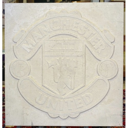 330 - A Portland stone plaque carved with the Manchester United Football Club crest, 52 x 50 x 4cm.... 